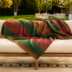 Renkli Damask Püsküllü Koltuk Şalı 130X152 cm