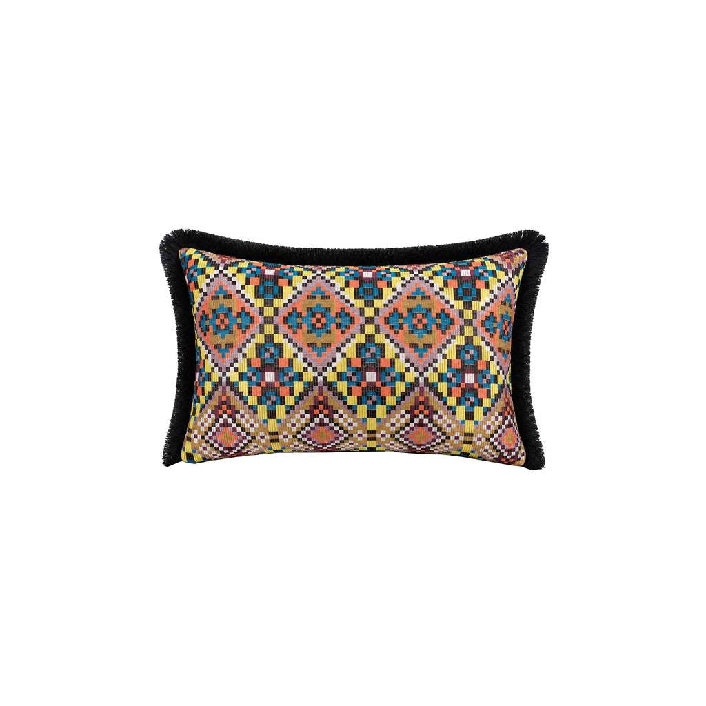 Retro Saçak Detaylı Çok Renkli Kırlent 40X60