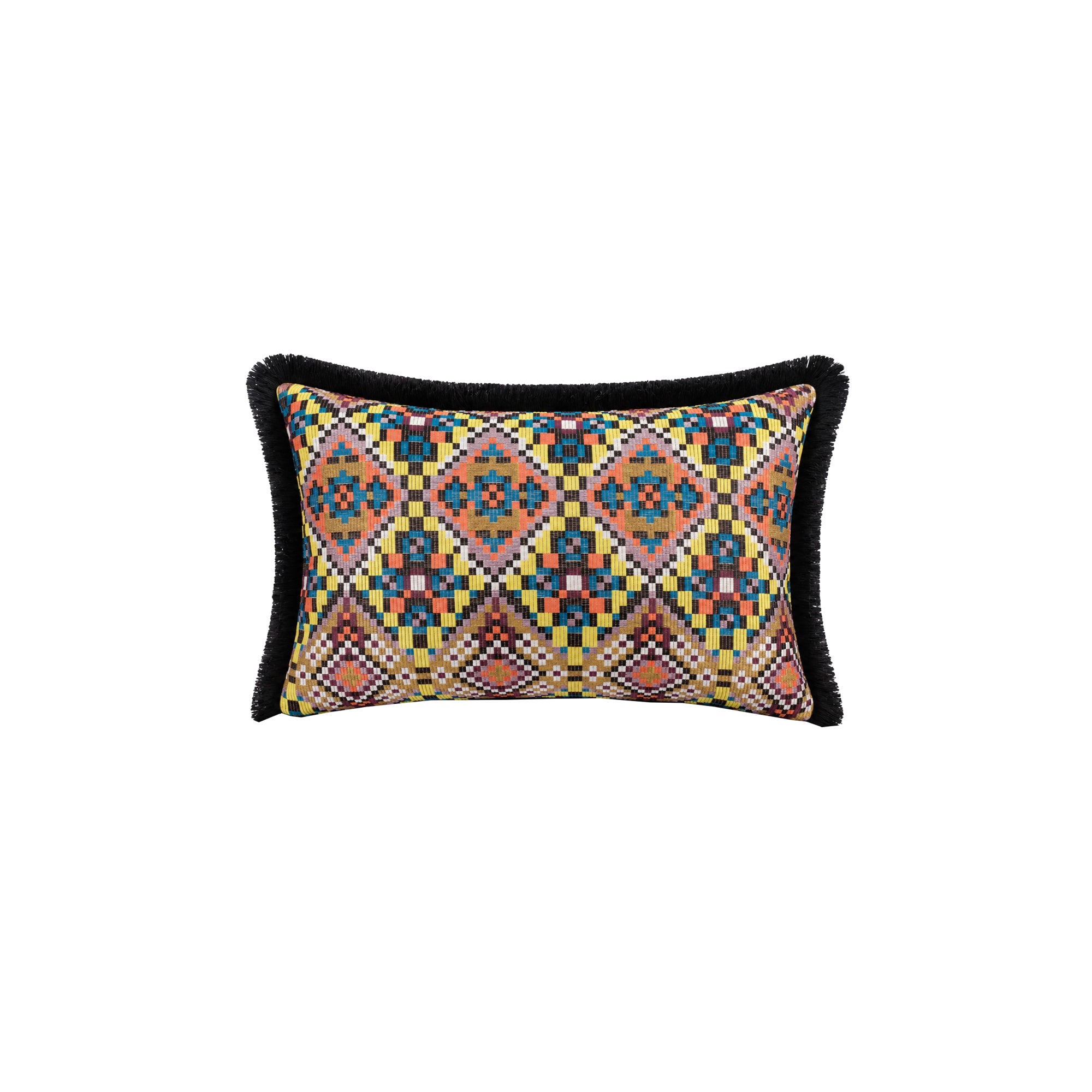 Retro Saçak Detaylı Çok Renkli Kırlent 40X60