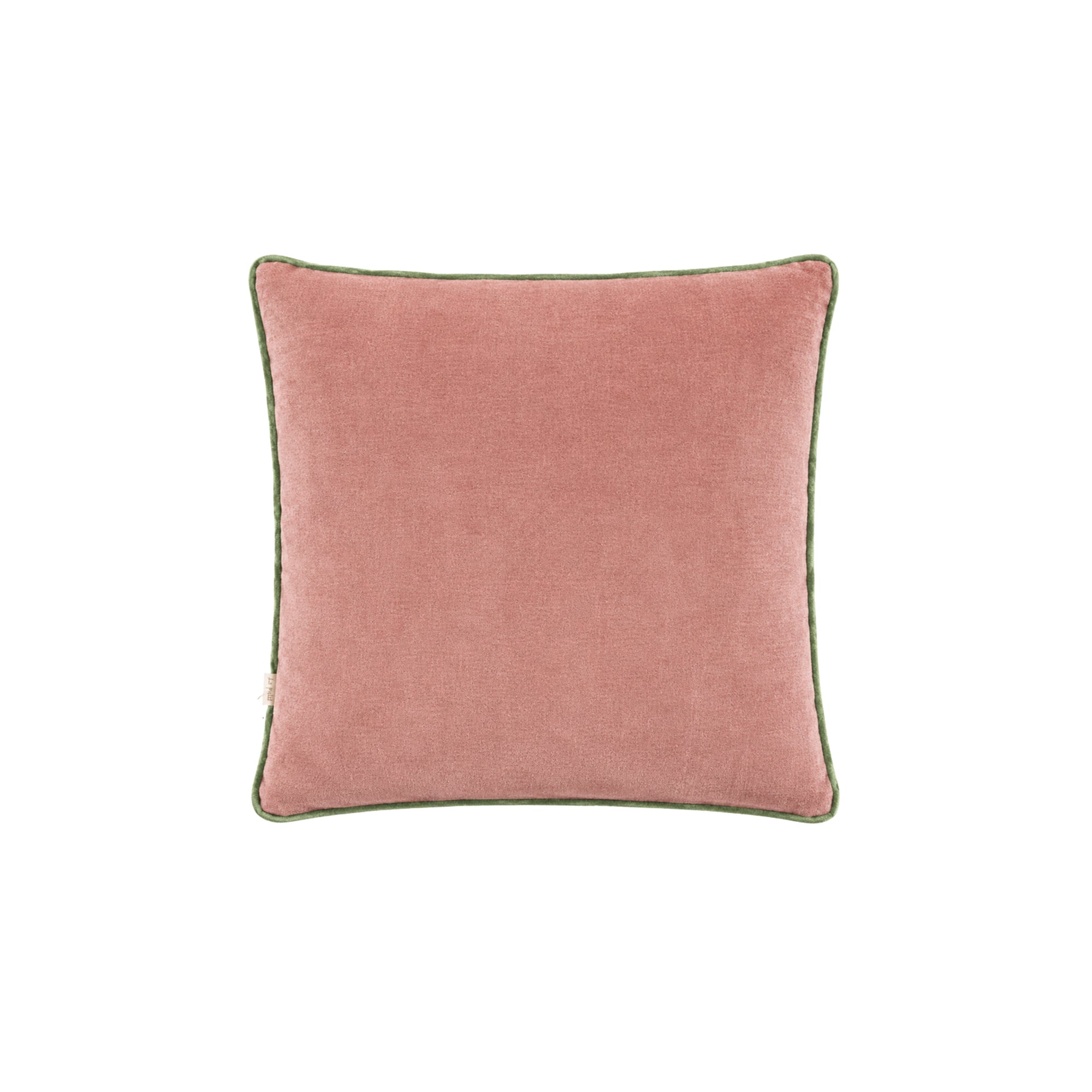 Yeşil Biyeli Pembe Şönil Kırlent 50X50