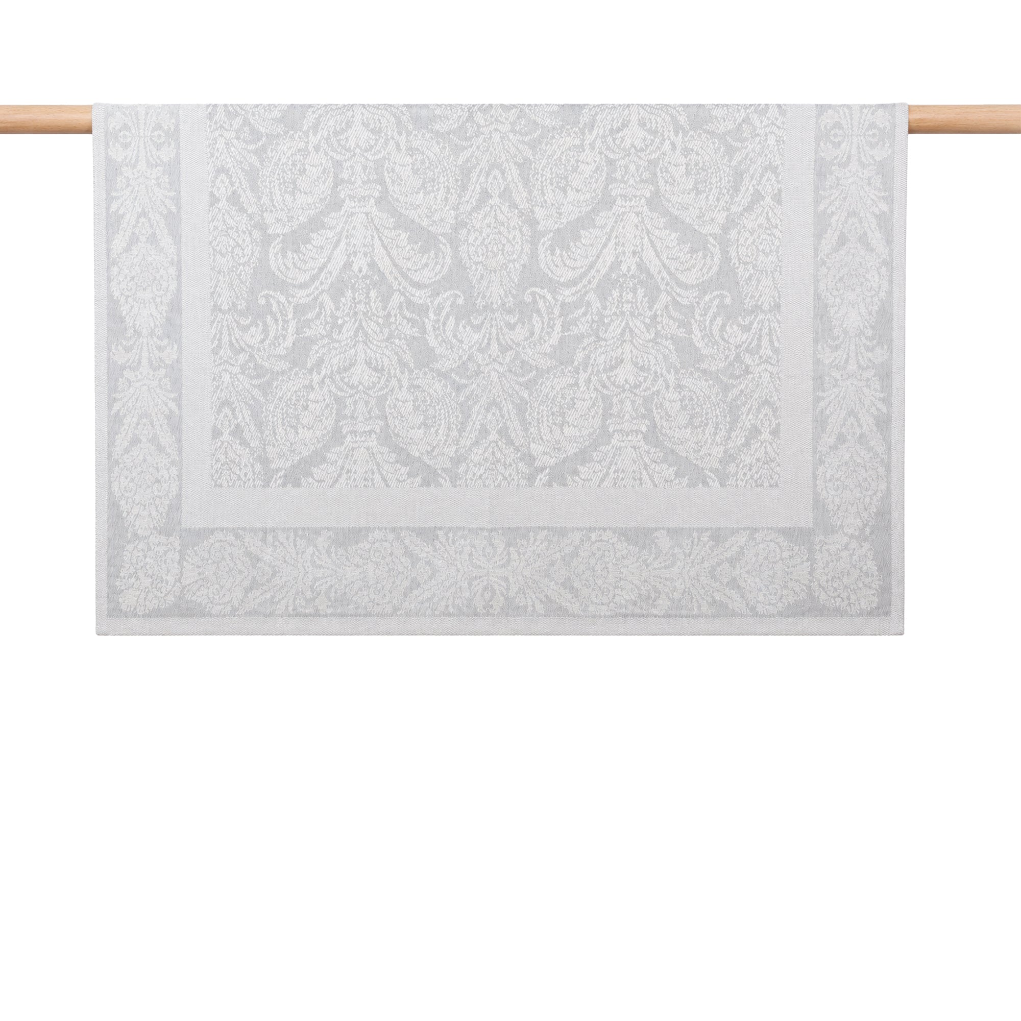 Açık Gri Beyaz Damask Desenli Koltuk Şalı 130X163 cm