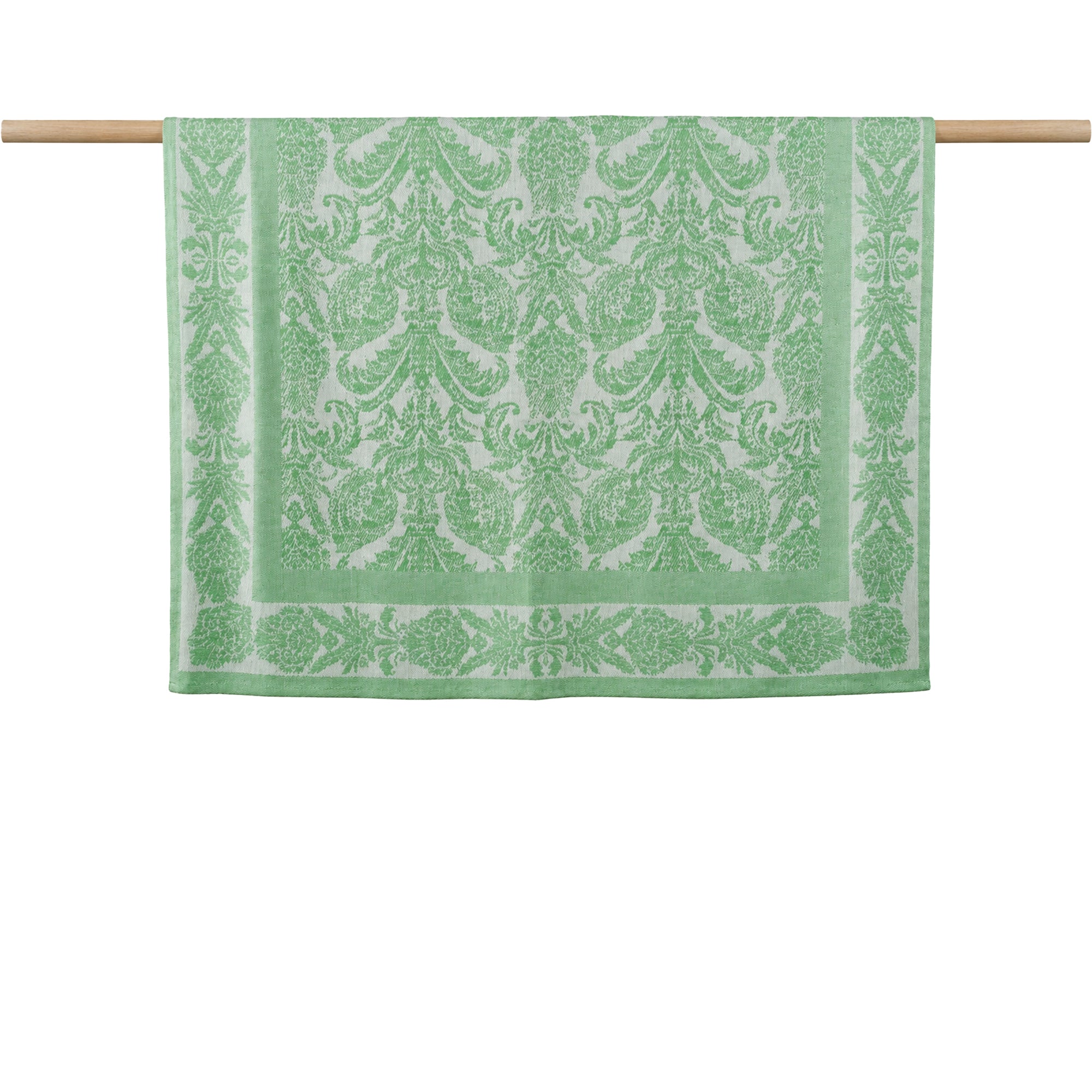 Açık Gri Yeşil Damask Desenli Koltuk Şalı 134X166 cm