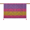 Fuşya Mor Damask Püsküllü Koltuk Şalı 130X150 cm
