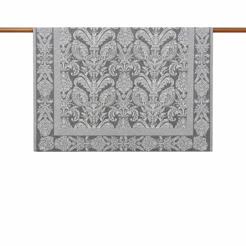 Gri Damask Desenli Koltuk Şalı 130X156 cm