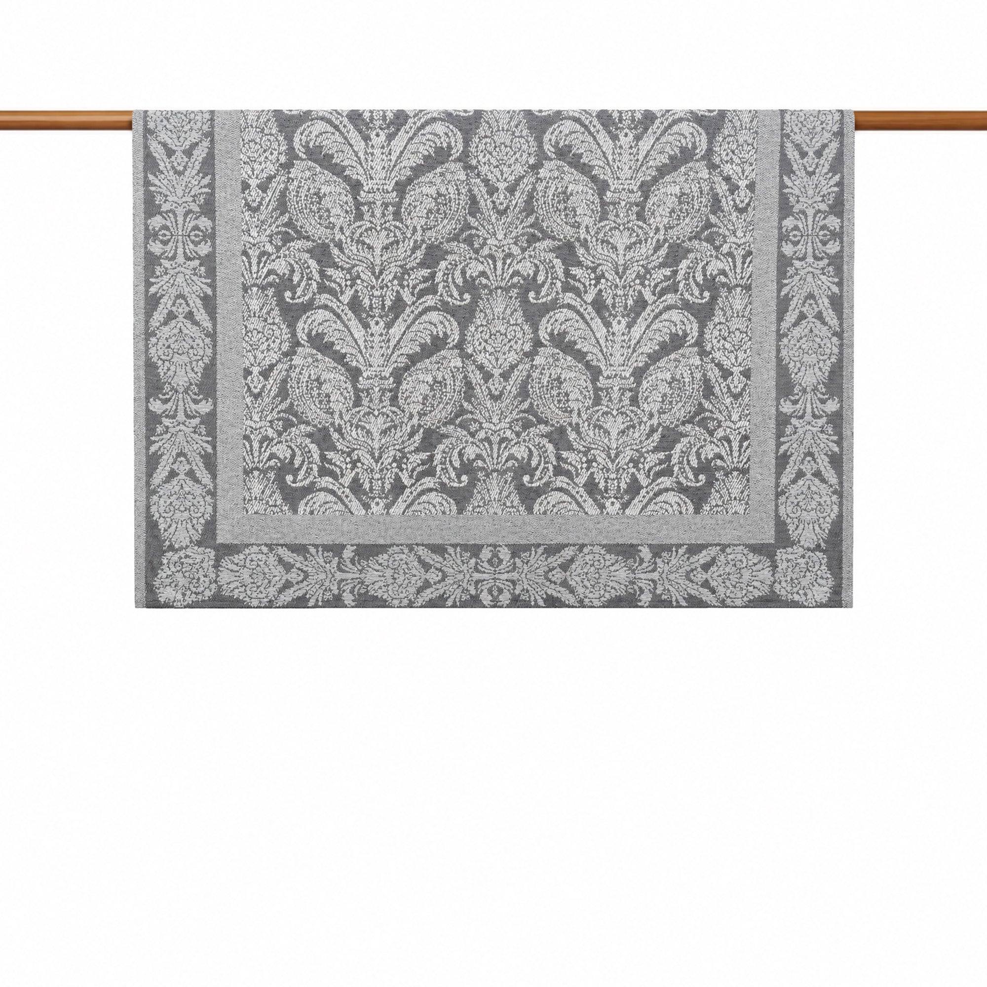 Gri Damask Desenli Koltuk Şalı 130X156 cm