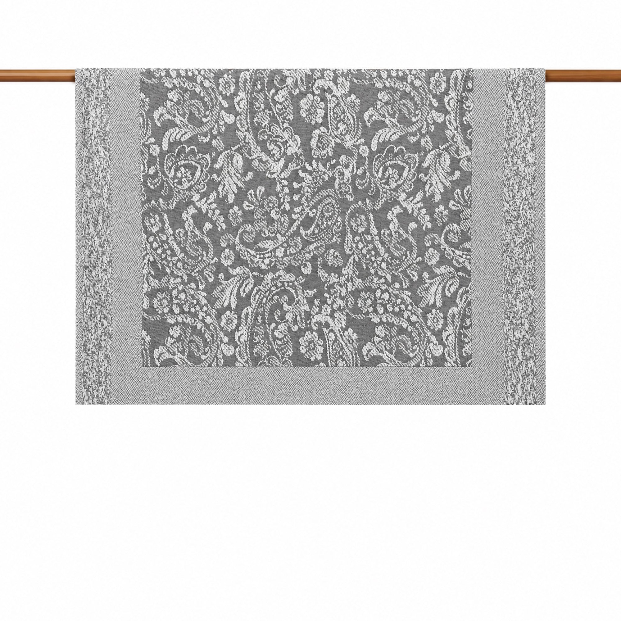 Gri Paisley Damask Koltuk Şalı 116X130 cm