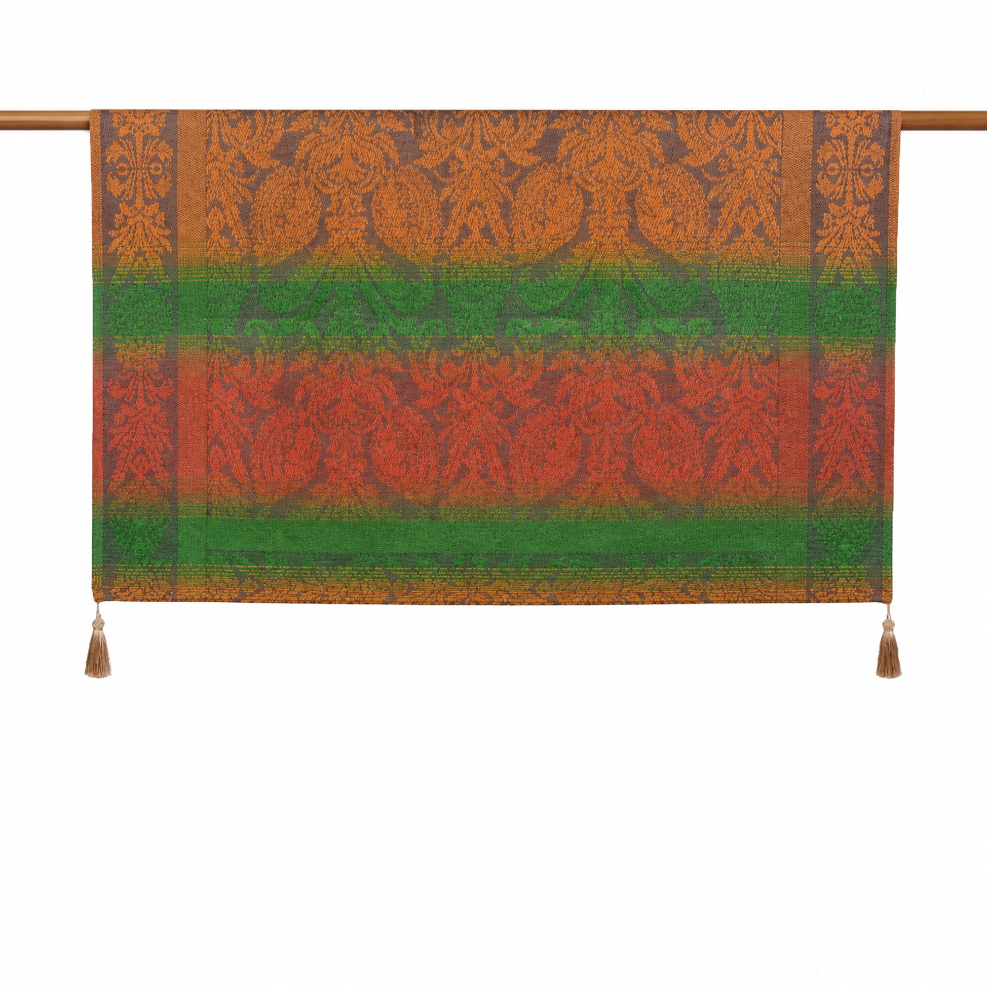 Renkli Damask Püsküllü Koltuk Şalı 130X152 cm