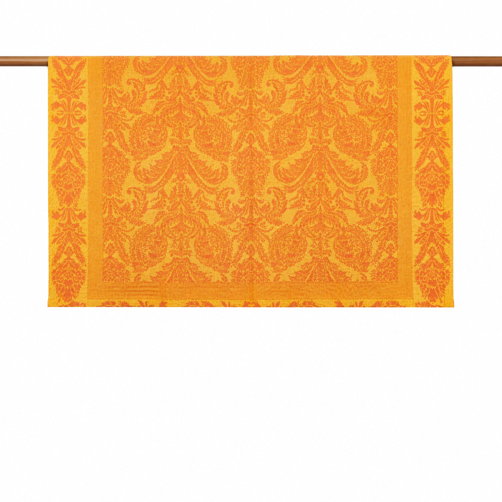 Turuncu Sarı Damask Koltuk Şalı 128X130 cm