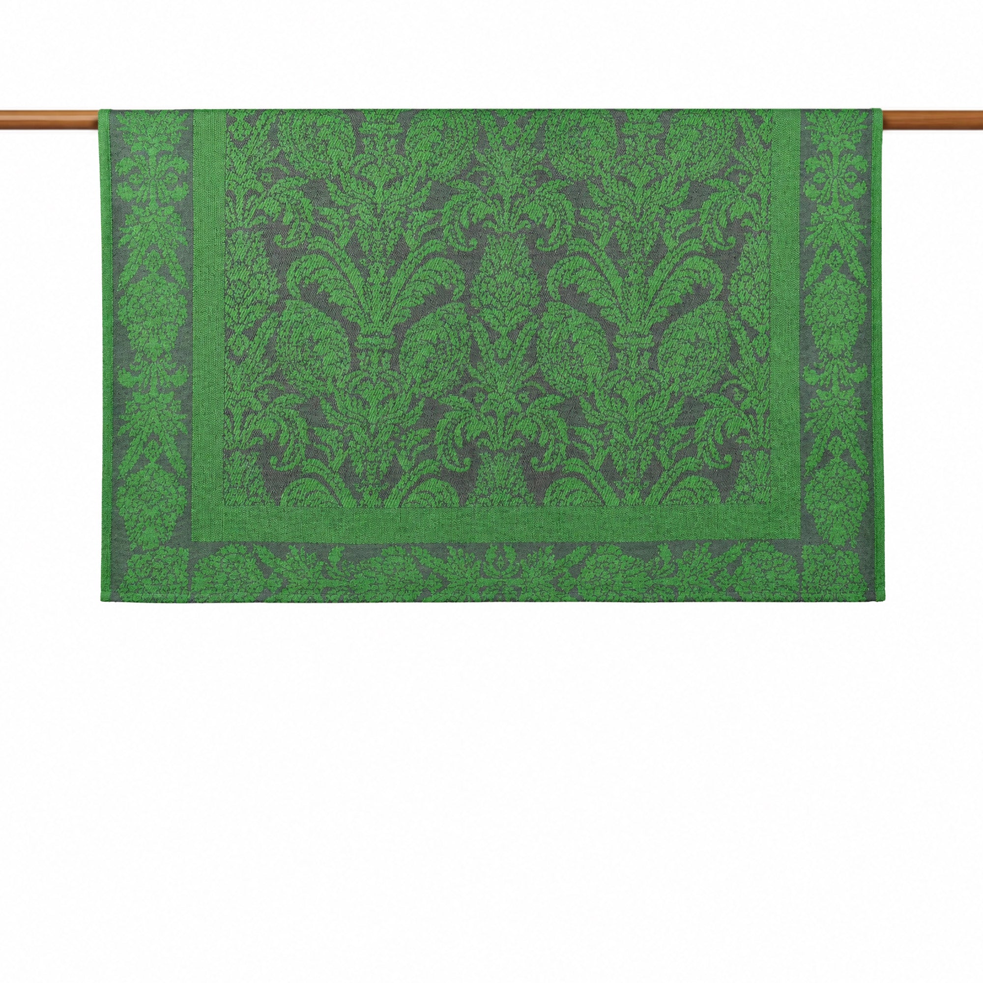 Yeşil Damask Desenli Koltuk Şalı 131X150 cm